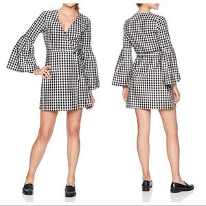Jack By BB Dakota Gingham Bell Sleeve Wrap Dress